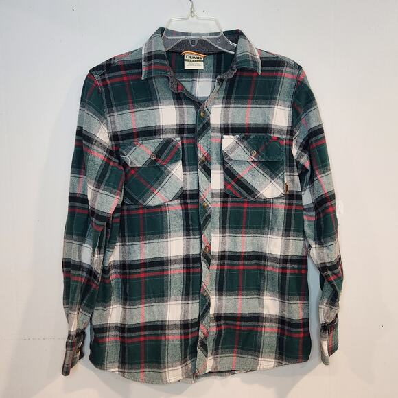 Dravus Mens Small Plaid Cotton Flannel Button Down Shirt - Picture 1 of 5